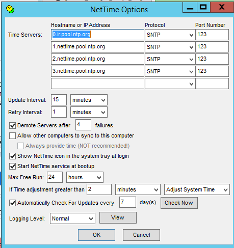 رفع خطای احتمالی net time