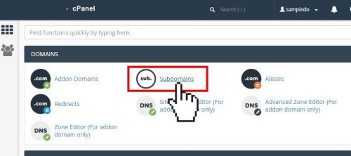 پیدا کردن بخش "Subdomains"